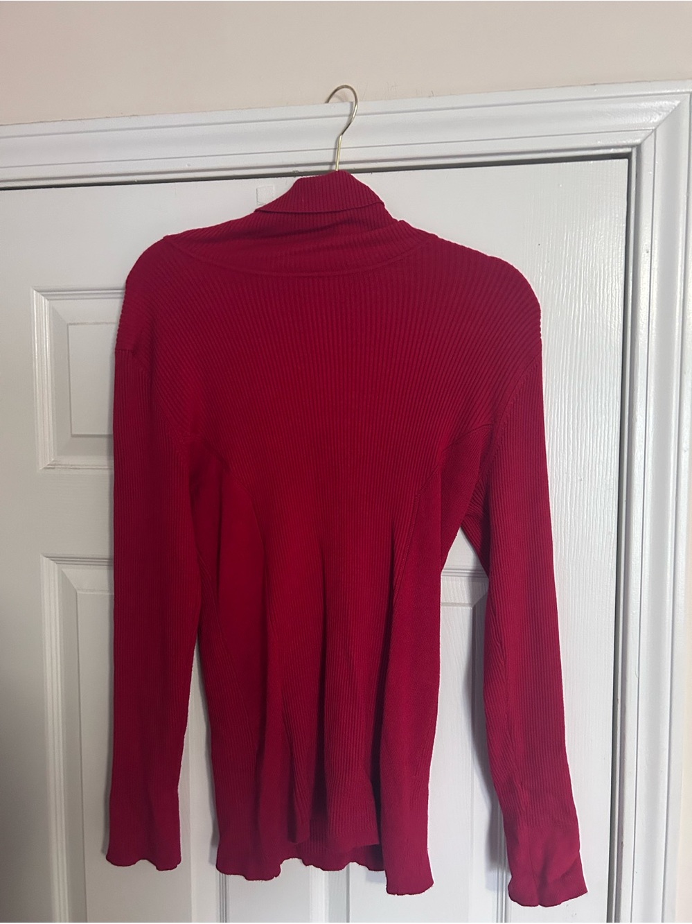 Women’s Ribbed Red Turtleneck Sweater